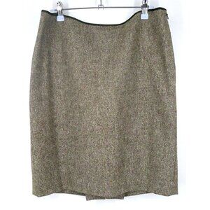 NWT Laundry by Shelli Segal Tweed Silk Trim Pencil Skirt Green Pink 10